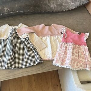 Set of Three Baby Dresses in Pink and Black